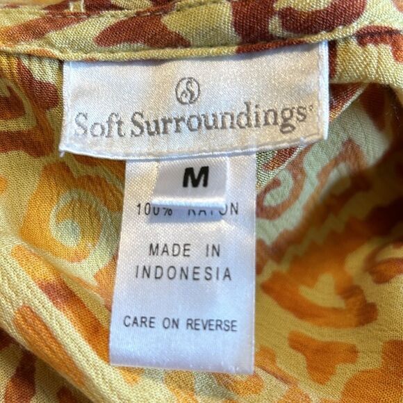 Soft Surroundings Open Front Blouse Aztec Beaded Cardigan Topper Crinkle Size M - Picture 5 of 8